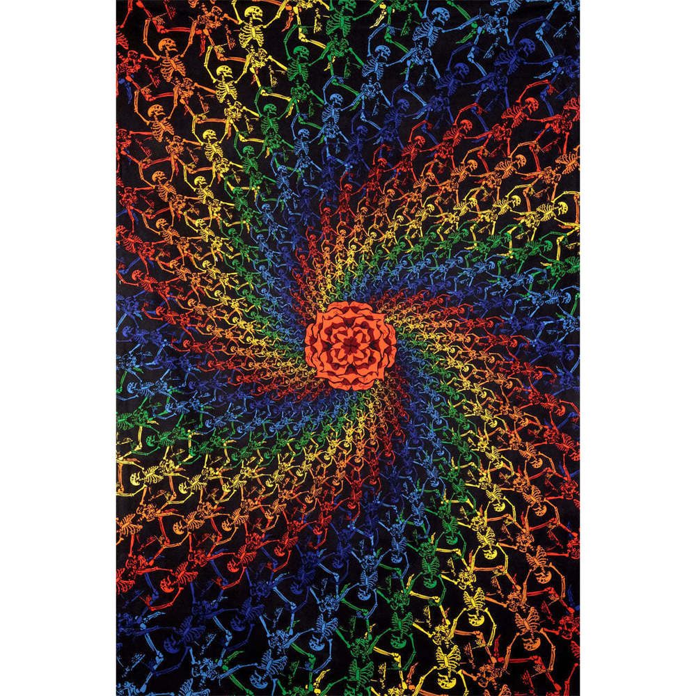 3D Rainbow Skeletons Spiral Tapestry 60x90" by Sunshine Joy